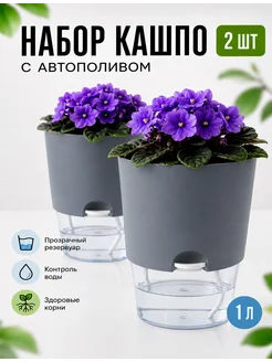 Графитовые кашпо с прозрачным резервуаром, 1 л